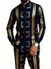Spot TEMU Casual African Glossy Print Men's Ethnic Long-sleeved Trousers Set 2-piece Set