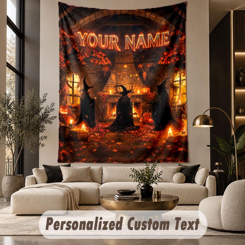 Halloween (14) Theme Custom Tapestry Personalized Custom Name Text Wall Hanging Tapestry Home Decor Background Cloth
