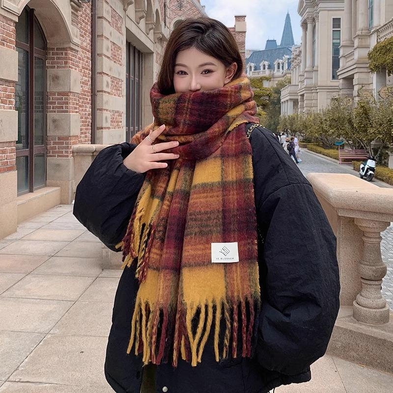 Scarf Men's Winter New Versatile Korean Version Plaid Scarf Women Give Boyfriend Gifts Couple Scarf To Keep Warm
