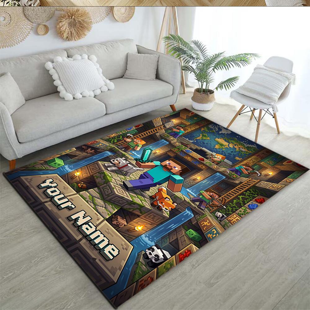 Minecraft Customizable Name Area Rug Perfect For Living Rooms Dormitory Dining Room Balcony Antislip Rug Office Home Decor Wedding Party Gift