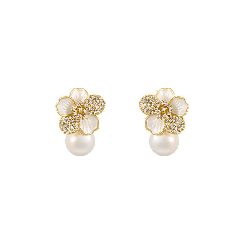 Elegant Camellia Pearl Flower Stud & Dangle Earrings for Women - New Sweet Design