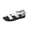Herren Römersandalen Schwarz Weiß Leder Gladiator Sandalen Outdoor Sommer Offene Zehen Strandschuhe