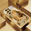 Royal Lion Portrait Electroplated Golden Phone Case For Samsung Note 10 20 A06 A07 A12 A13 A14 A15 A16 A17 A22 23 25 Glass Cover