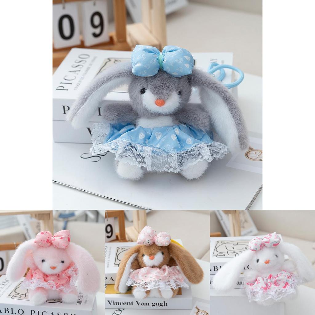 Plush Rabbit Keychain With Princess Dress And Soft Fur For Backpack Decor