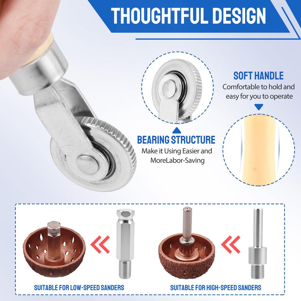 6 Stuks Bandenplakgereedschapset Inclusief Bandenplakroller Schrapmes 2 Slijpkoppen en 2 Verbindingsstangen voor Auto