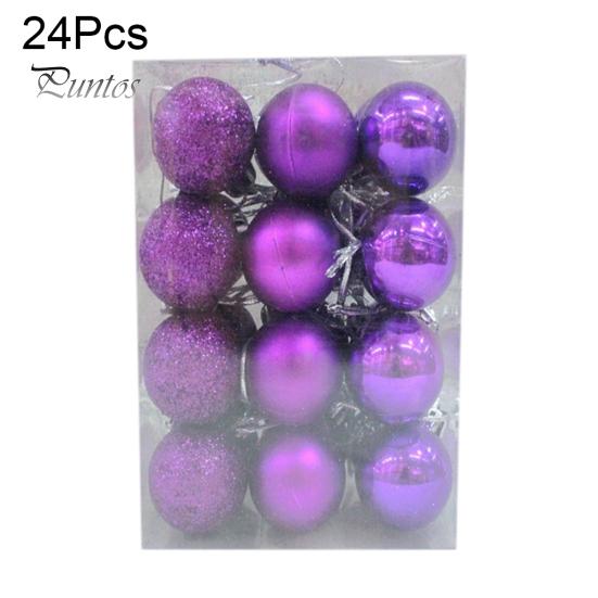 

Puntos 24 шт. 3 см пластиковые елочные шары безделушки домашняя вечеринка подвесные украшения фиолетовый
