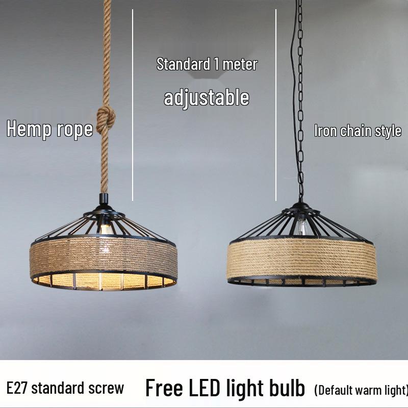 Rustic Jute Rope Pendant Light - Retro Industrial Style for Clothing Stores, Cafes, Bars, and Restaurants