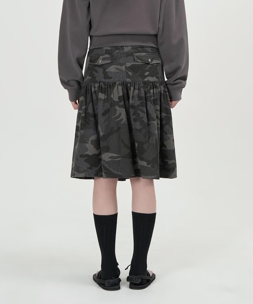 Tofi Woman W Back Flap Flare Skirt (Charcoal)