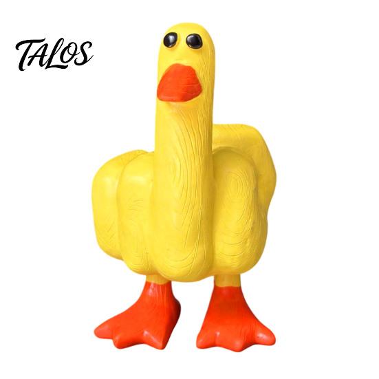 Fun Personality Desk Decor Funny Middle Finger Duck Resin Figurine, Hand-Painted Cheeky Statue, Weatherproof Indoor Accessory Outdoor for Entryway