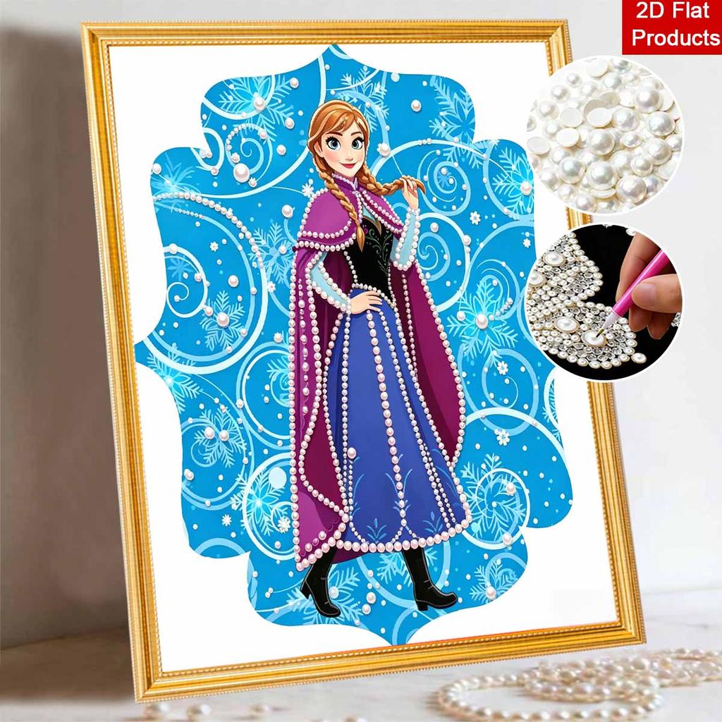 Disney Pearl Painting Frozen Anna Handmade DIY Pearl Gem Painting Pictures Crafts Special Shape Home Wall Decoration