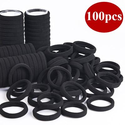 100PCS Thick Hair Ties Hair Bands  Seamless Cotton Simply Ponytail Holders Headband Scrunchies Hair Accessories No Crease Damage for Thick Hair