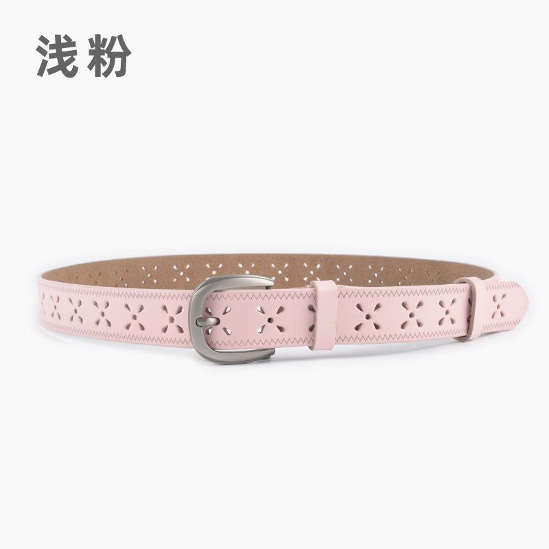 Hollow Embossed Cowhide Women'S Genuine Leather Women'S Belt Pin Buckle Women'S Retro With Casual Pants Jeans