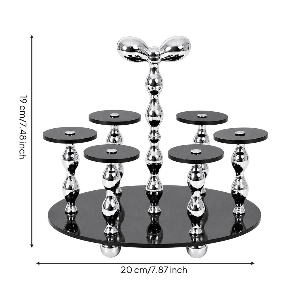 Acrylic Cup Rack with Round Base Space-Saving Chrome-Finish