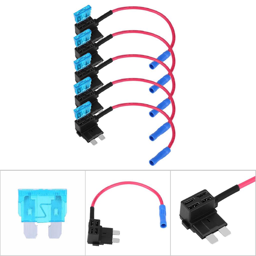 5 Stück Auto KFZ Sicherungsabzweigadapter Standard ATO ATC Flachsicherungen Halter