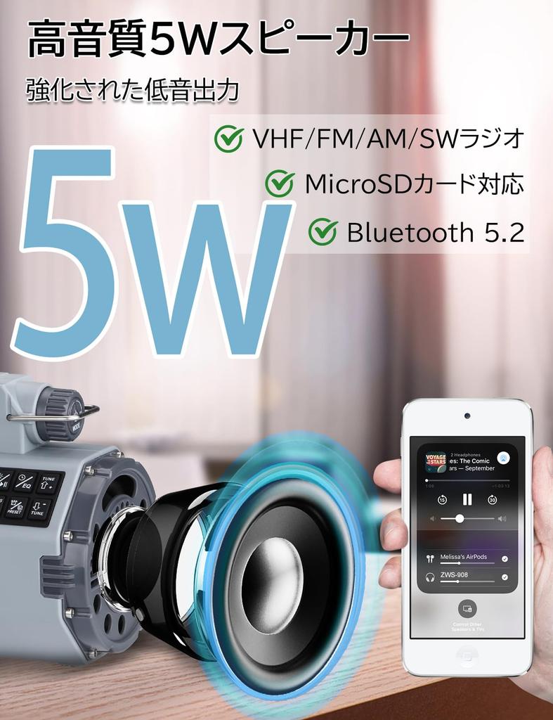 ZHIWHIS Emergency Radio with Bluetooth Micro SD Card App FM Hand and Battery Earthquake and Typhoon Emergency New for 2025 Speaker, Playback, Control,