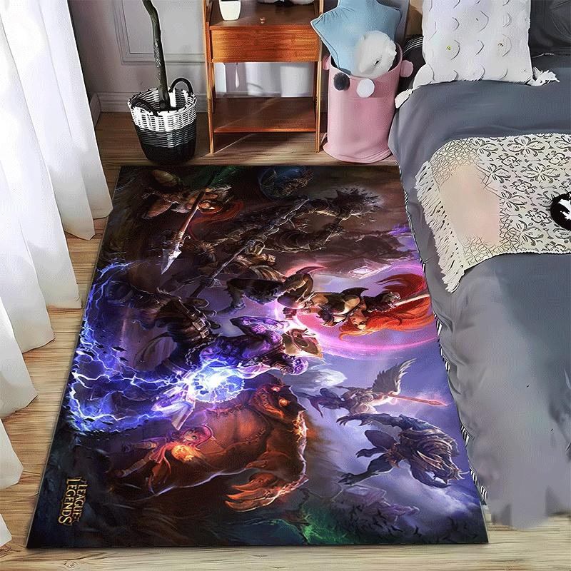 

League of Legends All Heroes Printed Flannel Carpet Non-Slip Suitable for Bedroom, Living Room, Children s Room Decoration 40x60cm( 15x23in )