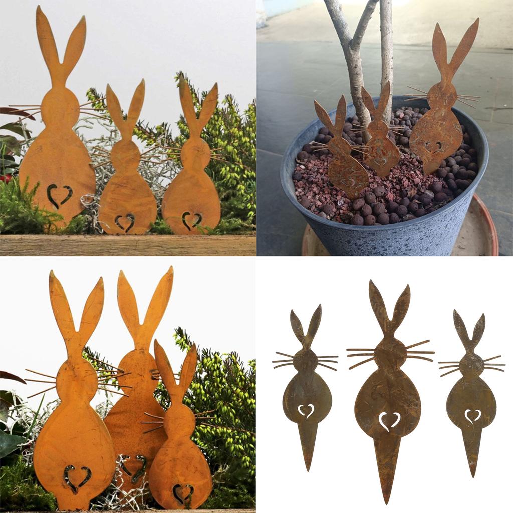 3Pcs Rabbit Yard Plugin Emblems Animal Yard Decor Rabbit Garden Stakes Garden Rabbit Stake Yard Gardening Decor Outdoor