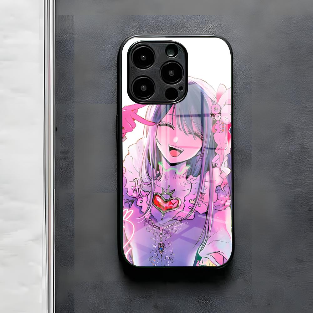 Oshi No Ko Anime Ai Hoshino Phone Case For IPhone 17 Air 16 E Pro Max 15 14 13 Mini 12 Pro 11 Max Plus Black Glass Cover