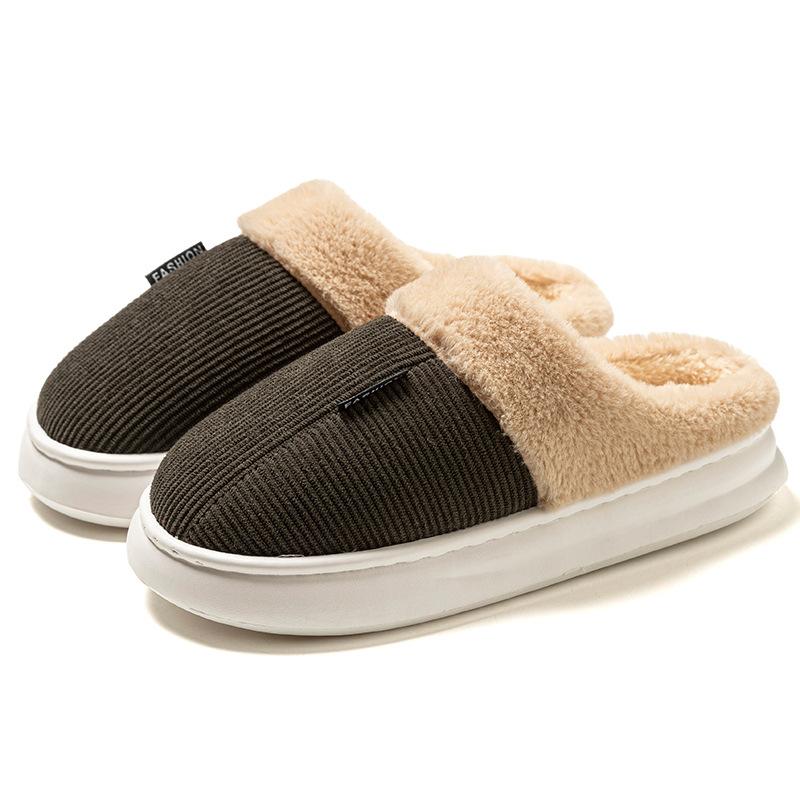 2025 winter new large size cotton slippers home indoor piled thickened warm non-slip comfortable slippers