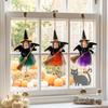 Halloween Hängende Hexendekoration, Kleines Fliegendes Hexenglocken-Ornament mit Besen und Tutu-Rock für Außenbereich Innen Kamin, Fensterdekoration