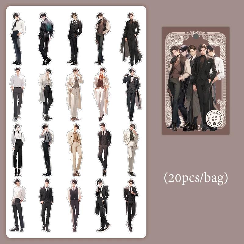 

Mr. Paper, 20 Sheets/pack, Dark Style Character Stickers, Scrapbook, Phone Case, Water Cup, Diary Decoration, Stationery Sticker