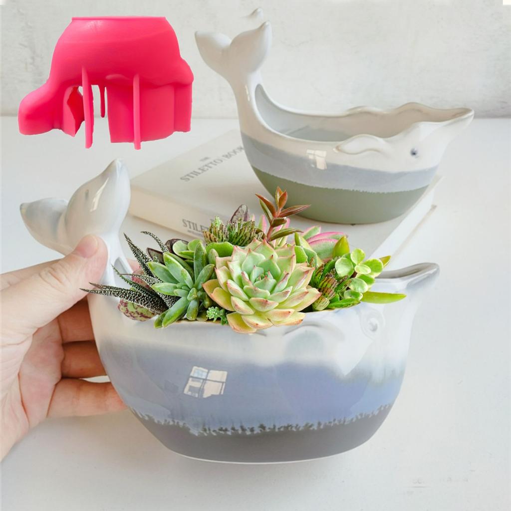 Großer Blauwal Sukkulenten Pflanze Blumentopf Harz Silikonform Meeresschildkröte Robbe Kerzenbecher Aufbewahrungsbox Beton Gipsform