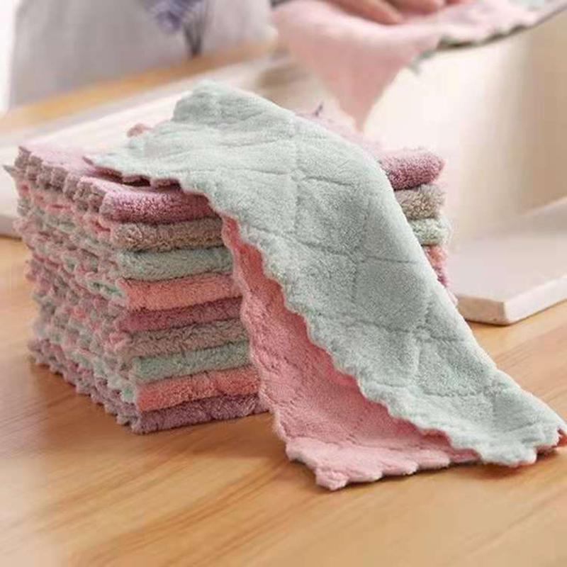 

10/20pcs Kitchen Cleaning Cloth Dish Towels Super Absorbent Coral Velvet Dishtowels Nonstick Oil Washable Fast Drying Accessorie 10pcs