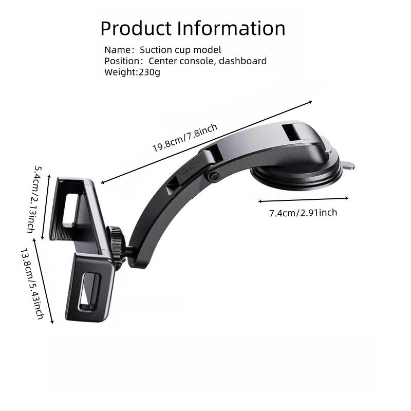 For Car Navigation Car Mount Waterfall Suction Cup Oversized Wide 15” Tablet Dual Stretch Folding Screen Cell Phone Holder