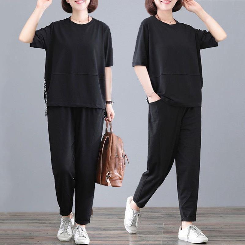 Sports Suit Women's Summer Loose Fashion Short-sleeved Casual Two-piece Set