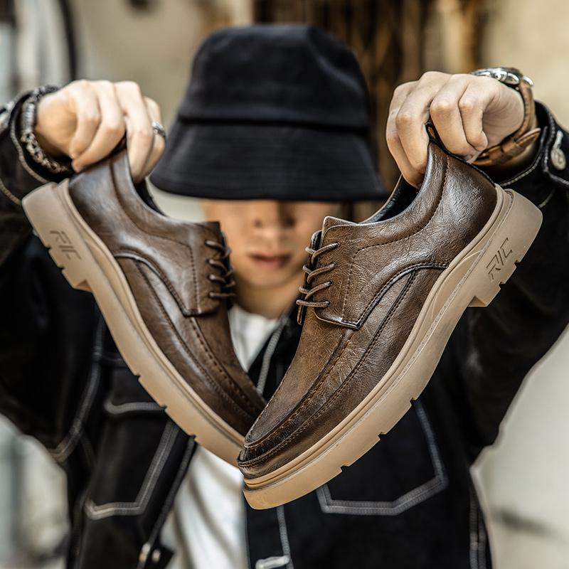 Men's High-quality Anti-skid Wear-resistant Leather Fashion Casual Leather Shoes Low Top Leather Shoes