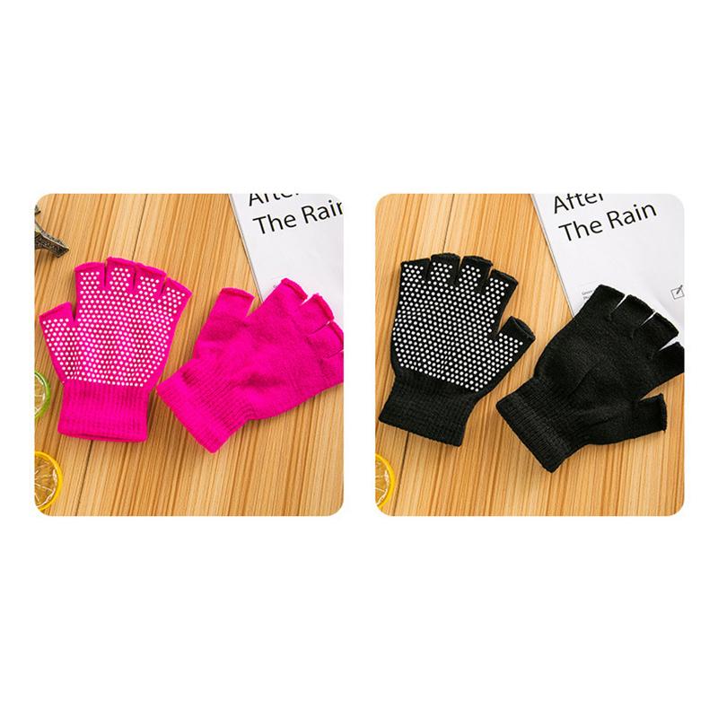 1Pair Women Men Yoga Gloves  Pilates Indoor Dance Fitness Training Half-Finger Gloves Anti-Slip Warm Open-Fingered Gloves