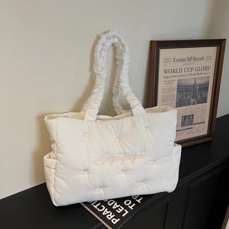 Quilted Tote Bag Women Fashion Soft Handle Shoulder Bag for Daily Use and Casual Outings