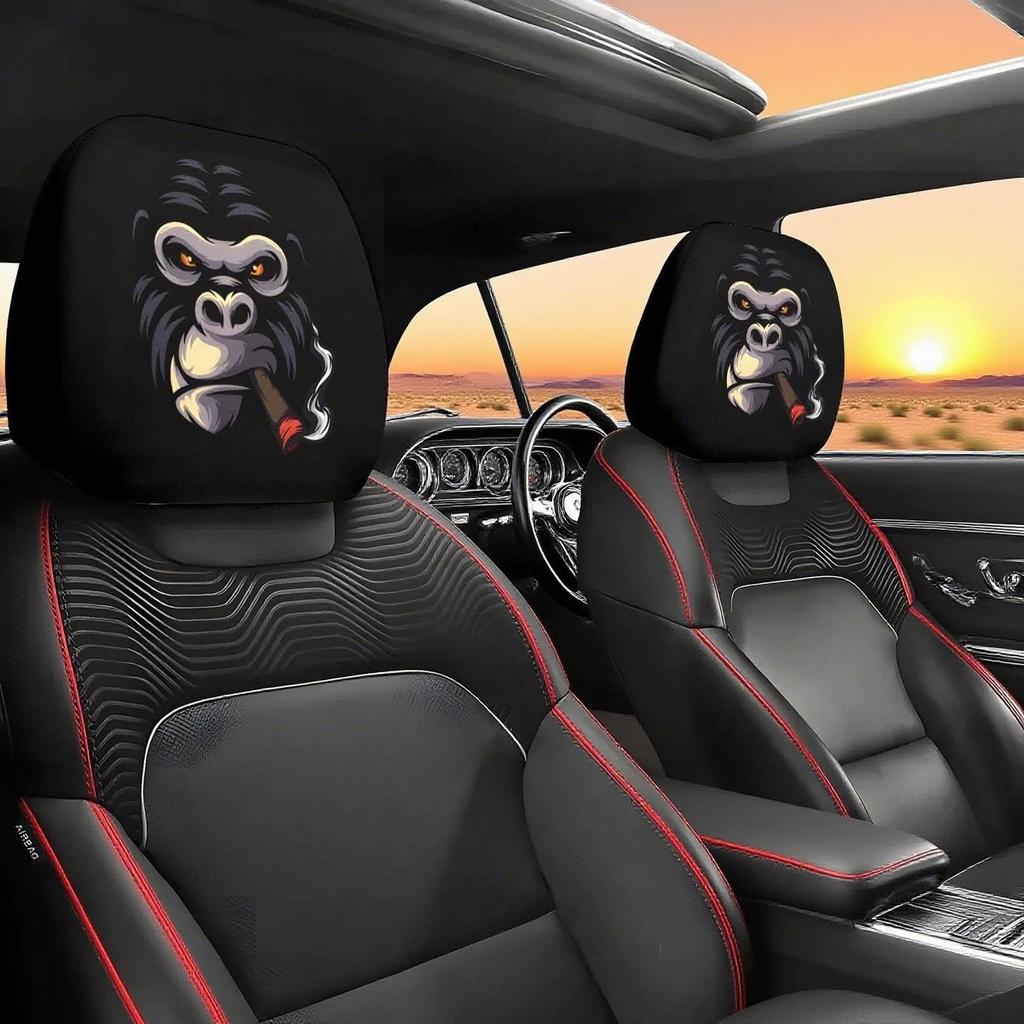 Funny Internet Celebrity Car Seat Headrest Cover Mask Universal Protection Headrest Covers Headrest Car Interior