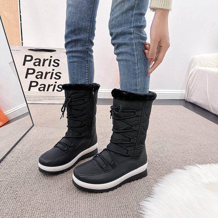 Large Size Fall and Winter New Padded Thickened Snow Boots Women's Cotton Boots Snow Boots