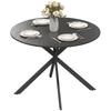 Round Dining Table for 4 People, Industrial-Style Kitchen Table with Steel Legs, for Dining Room, Kitchen, Black