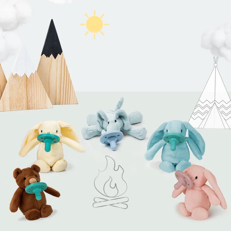 Light Rabbit Plush Toy for Babies with Silicone Pacifier 15cm