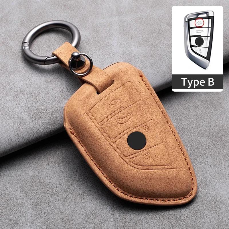 Leather Car Remote Key Case Cover for Bmw F20 G20 G30 X1 X3 X4 X5 G05 X6 X7 G11 F15 F16 G01 G02 F48 1 2 3 4 5 6 7 Series