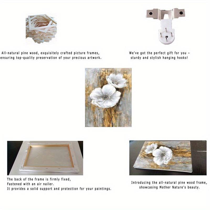 With Frame White Floral Wall Pictures Painted Lily Bouquet Flower Painting Artwork For Living Room Decoration Wall Decor Living Room