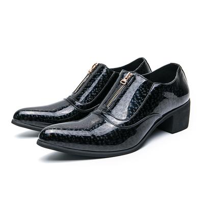 Mode Soziale Lederschuhe Herren Hohe Absätze Blau Businessschuhe für Herren Dicksohlige Spitzschuhe Oxford Schuhe Britischer Stil Brogues Herren