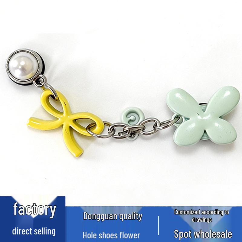 Green Flower Metal Shoe Charms for Crocs - Decorative Chain Buckles