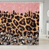 Pink Bow Glitter Shower Curtain Abstract Leopard Girl Bow Glitter Bathroom Bathtub Curtain A Variety Of Optional