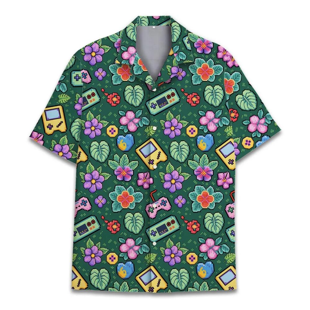 Retro Disco Music Cube Hawaiian Shirts For Men Galaxy Pop Skateboard Mens Hawaiian 80s 90s Shirts Short Sleeve Hip Hop Shirts