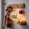 Warm Light Christmas Scenes 3D Animal Faux Crystal Ball Ornament, Lighted Acrylic Hanging Decor Indoor Party Accents with Hedgehog Penguin Panda, LED