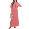 Women's Nightgown Home Clothes Short Sleeve Nightgown With Pockets Long Dress