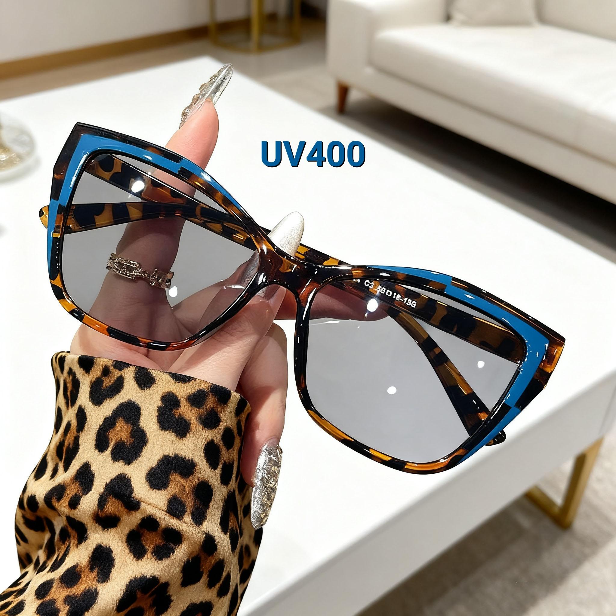 Attractive Glasses Women's 2025 New Fashion Color Blocked Cat Eye Sunglasses Outdoor Neutral High Quality Personalized Uv400 Sunscreen Glasses