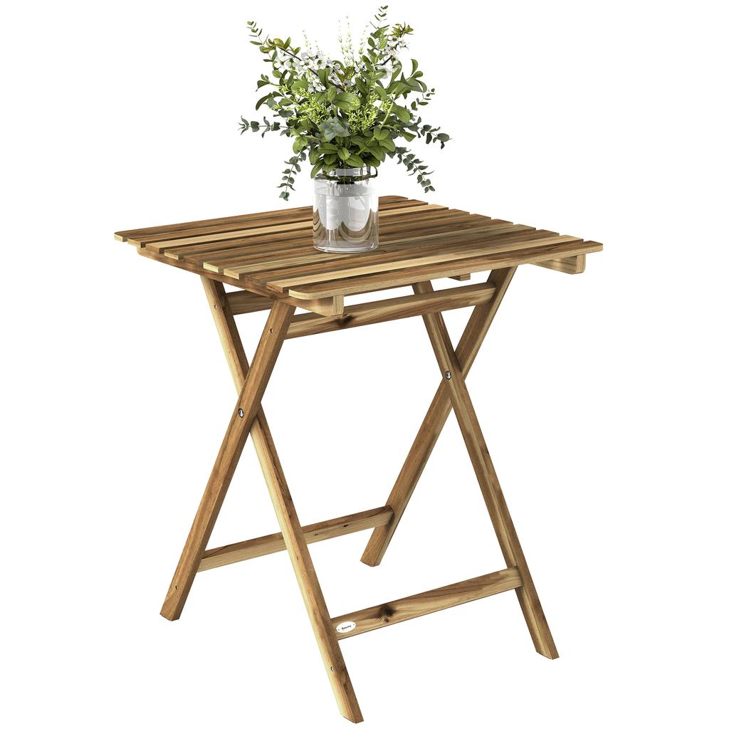 Outdoor Coffee Table Foldable Wooden Garden Table for Patio Balcony Natural Wood