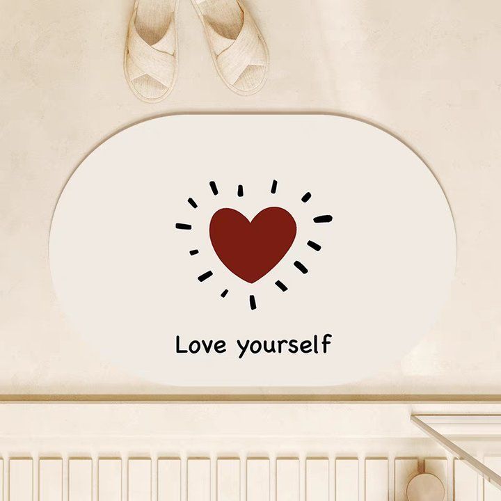 

Love bathroom non-slip floor mat, water-absorbing oval diatom mud, bathroom mat, quick-drying, good care, dirt-resistant 40X60cm 15.7X23.6in