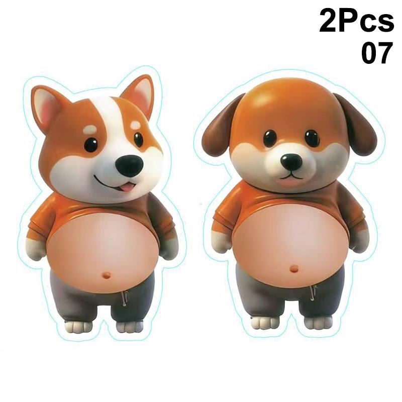 2Pcs Cute Shiba Inu Dog Cat Belly Sticker With A Soft Pink Background Silicone Self-Adhesive Sticker For Phone Car Decoration