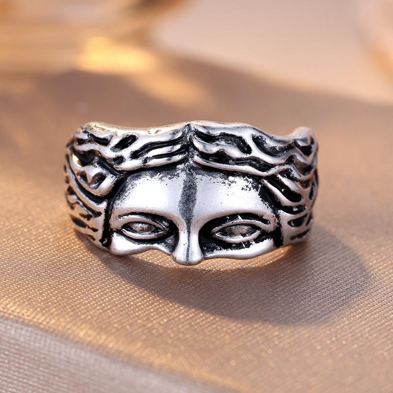 Vintage-Ring mit religiösem Glauben, Jesus-Kopf, für Männer und Frauen, Retro-Fingerringe, Bänder, Modeschmuck, Geschenk