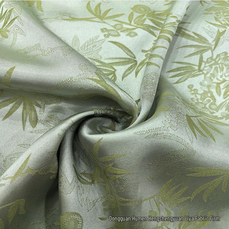 Two-Color Bamboo Leaf Jacquard Fabric for Cheongsam, Wedding Dress, Shirt, and Long Skirt